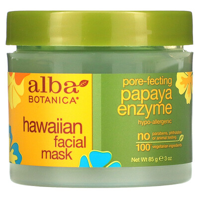 Alba Botanica гавайская маска для лица, с ферментом папайи для сужения пор, 85г (3унции)