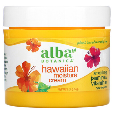 Alba Botanica Hawaiian Moisture Cream, увлажняющий крем с жасмином и витамином E, 85 г (3 унции)