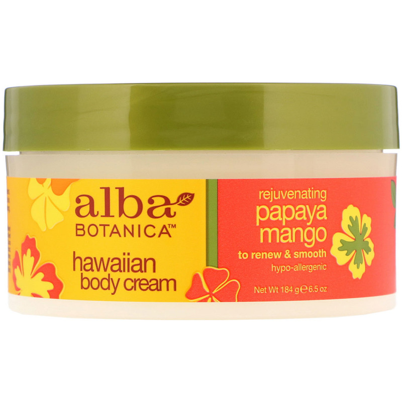 Alba Botanica, Rejuvenating Papaya Mango Hawaiian Body Cream, 6.5 oz