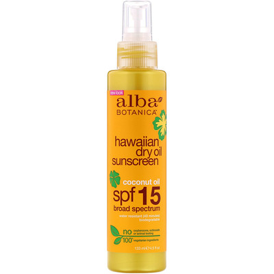 

Hawaiian Dry Oil Sunscreen Coconut Oil, SPF 15, 4.5 fl oz (133 ml)