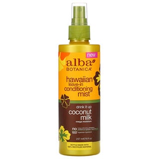 Alba Botanica, رذاذ ترطيب الشعر Hawaiian Leave-In Conditioning Mist، يمتصه الشعر مع حليب جوز الهند، 8 أونصات سائلة (237 مل)