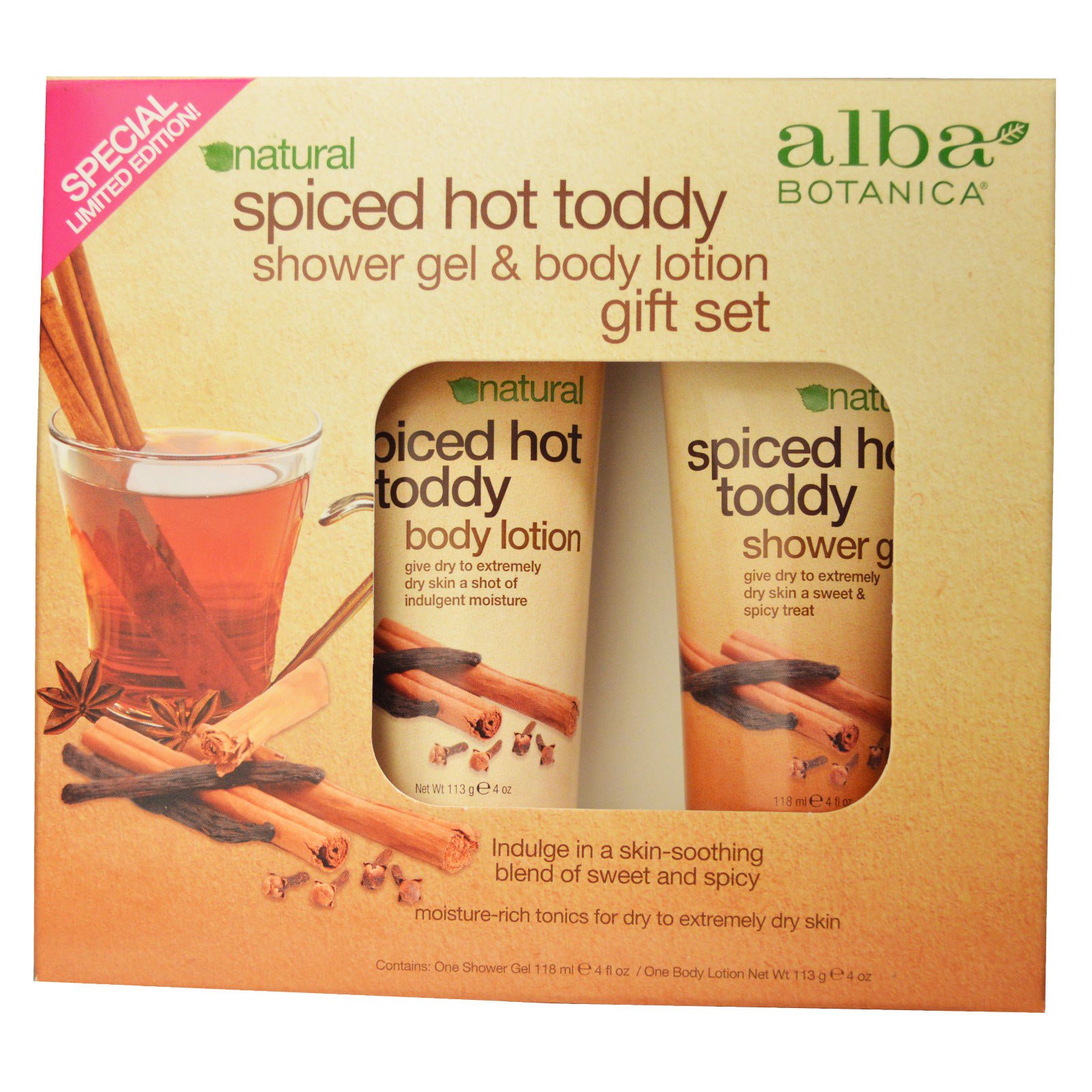 Spiced Hot toddy Shower Gel&Body Lotion gift set, 2pcs, alba botanica (724742010003)