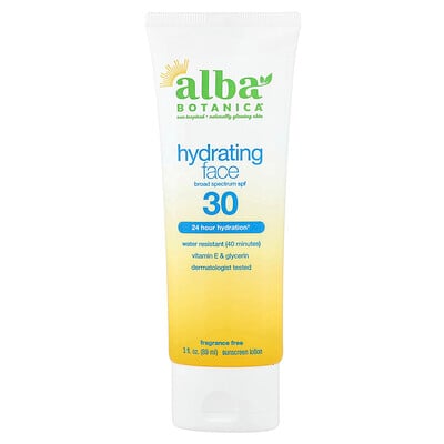 Alba Botanica, Hawaiian Face Sunscreen Lotion, FPS 30, Sin fragancia, 89 ml (3 oz. líq.)