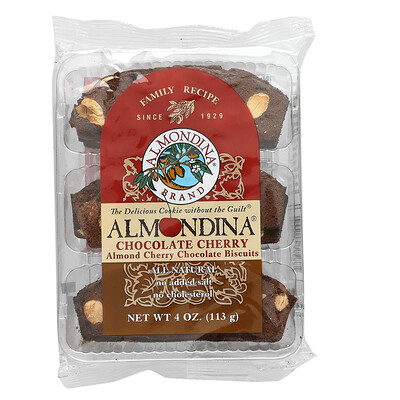 Almondina шоколадное печенье с миндалем и вишней, шоколад и вишня, 113 г (4 унции)