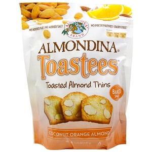 Almondina, Toastees, миндальные чипсы, с кокосом, апельсином и миндалем,5.25 унций (149 г)