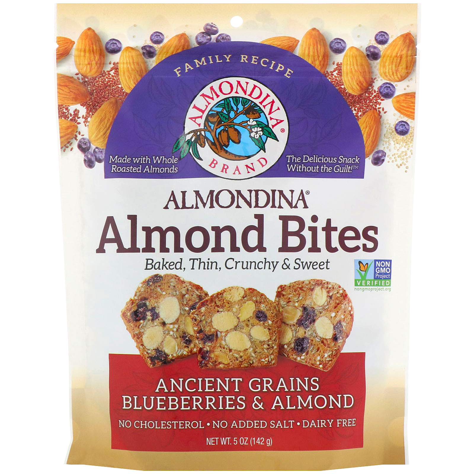 Almondina, Almond Bites, Ancient Grains Blueberries & Almonds, 5 oz