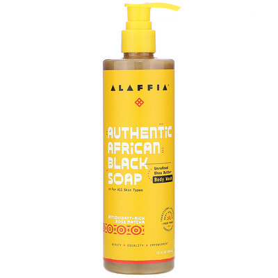 Alaffia Authentic African Black Soap Body Wash, Rose Matcha, 12 fl oz (354 ml)