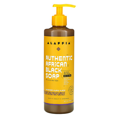 Alaffia Authentic African Black Soap, Lavender Ylang Ylang, 16 fl oz (478 ml)