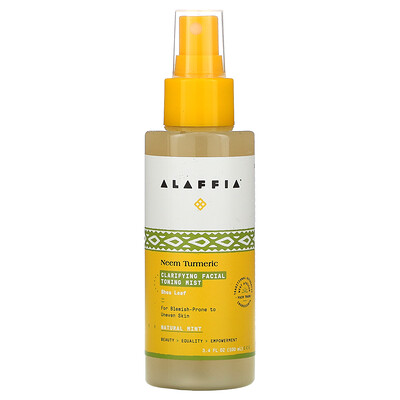 Alaffia Neem Turmeric Clarifying Facial Toning Mist, Natural Mint, 3.4 fl oz (100 ml)