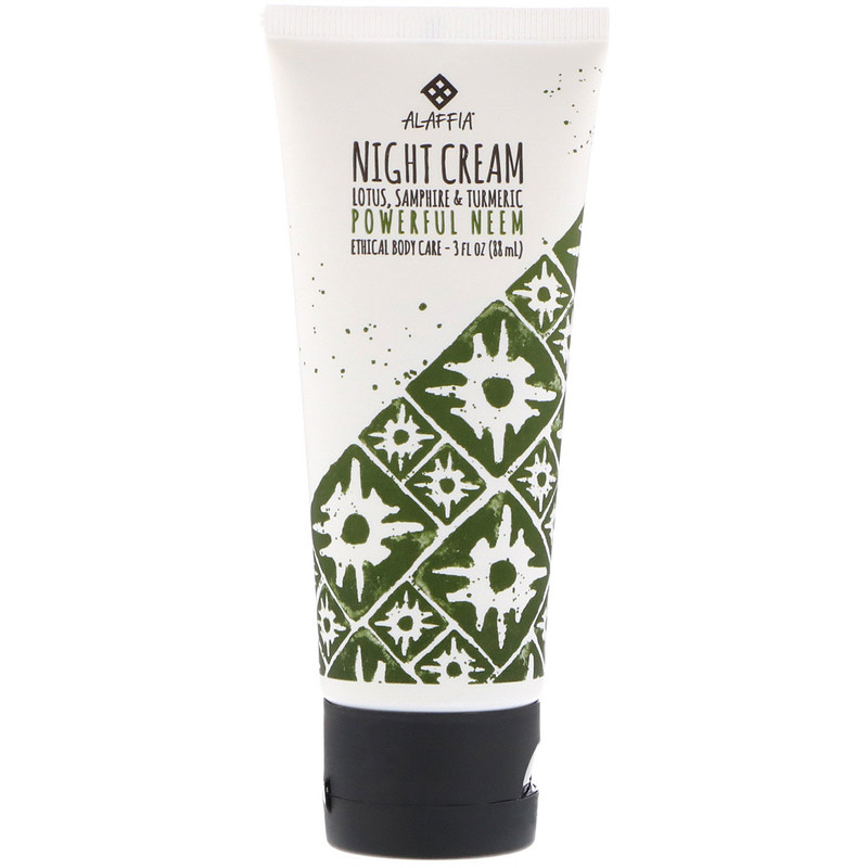 alaffia, neem turmeric night cream with samphire & lotus, 3 fl