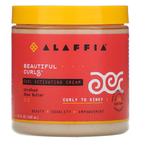 Alaffia, Beautiful Curls, крем для более упругих локонов, от вьющихся до кучерявых волос, нерафинированное масло ши, 235 мл (8 жидк. унций)