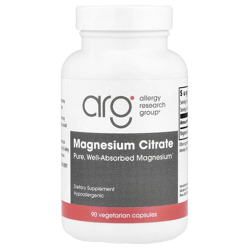 Allergy Research Group Magnesium Citrate, 90 Vegetarian Capsules (170 mg per Capsule)