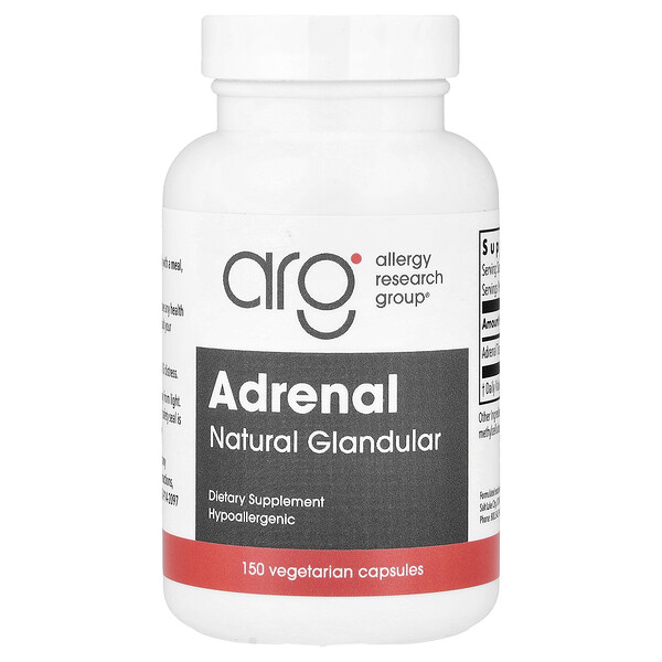 Allergy Research Group Adrenal, Natural Glandular, 150 Vegetarian Capsules (100 mg per Capsule)