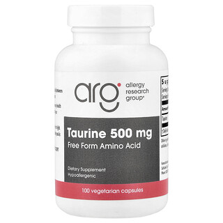 Allergy Research Group, Taurine, 500 mg, 100 Vegetarian Capsules