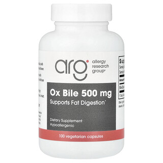Allergy Research Group, Ox Bile, 500 mg, 100 vegetarian capsules