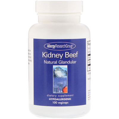 Allergy Research Group Kidney Beef, Natural Glandular, 100 vegicaps