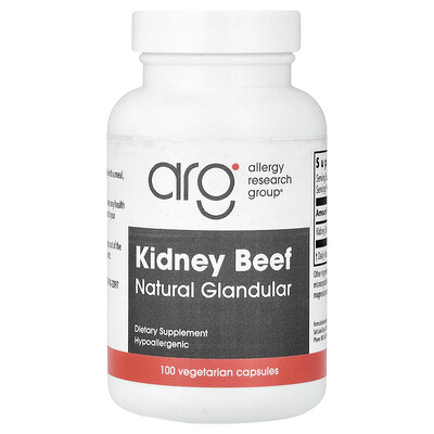 Allergy Research Group, Riñón de res, Glandular natural, 100 cápsulas vegetales (500 mg por cápsula)