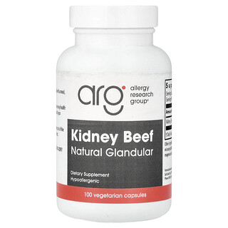 Allergy Research Group, Kidney Beef, Natural Glandular, 100 Vegetarian Capsules (500 mg per Capsule)