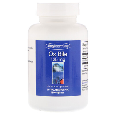 Allergy Research Group Ox Bile, 125 mg, 180 Vegicaps
