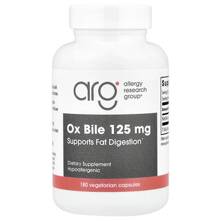 Allergy Research Group, Ox Bile, 125 mg, 180 Vegetarian Capsules