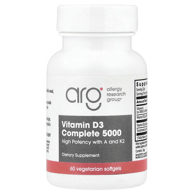 Product Image for Allergy Research Group, Vitamin D3 Complete 5000, 60 Vegetarian Softgels