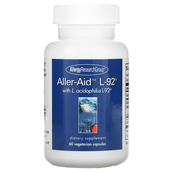 Allergy Research Group‏, Aller-Aid L-92 with L. Acidophilus L-92, 60 Vegetarian Capsules