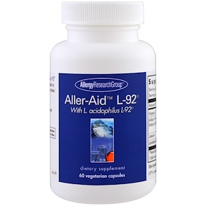 Allergy Research Group, Aller-Aid L-92 с L. Acidophilus L-92, 60 вегетарианских капсул