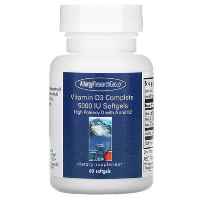 Allergy Research Group Vitamin D3 Complete, 5000 IU, 60 Softgels