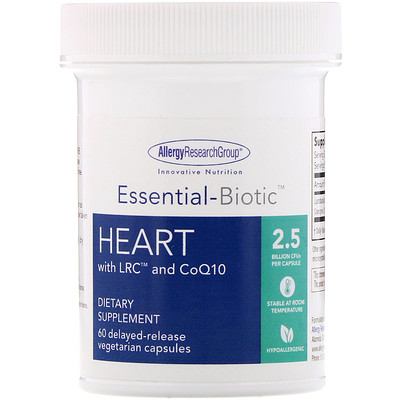 Allergy Research Group Essential-Biotic, Heart with LRC and CoQ10, 2.5 Billion CFU, 60 Delayed-Release Vegetarian Capsules