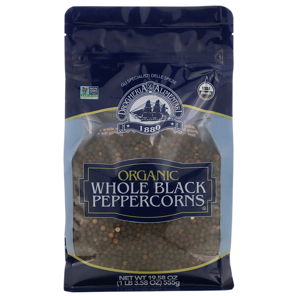 Organic Whole Black Peppercorns, 19.58 oz (555 g)