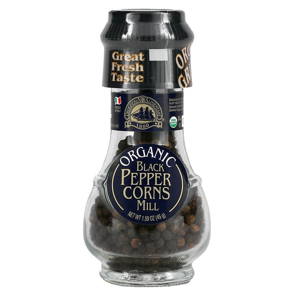 Organic Black Pepper Corns Mill, 1.58 oz (45 g)