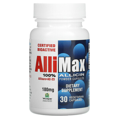 

Allimax 100% Allicin Powder Capsules 180 mg 30 Vegetarian Capsules