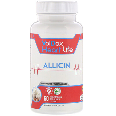 Allimax HeartLife, аллицин, 500 мг, 60 вегетарианских капсул