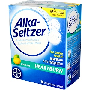 Отзывы о АлкаЗелцер, Heartburn Antacid, Lemon Lime, 36 Effervescent Tablets