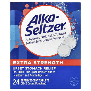 Alka-Seltzer, Alivio para el malestar estomacal, 24 comprimidos efervescentes