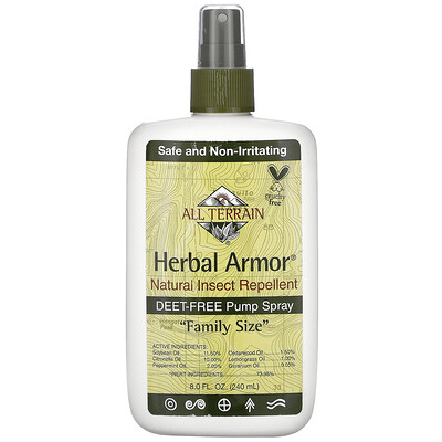 Купить All Terrain Herbal Armor, натуральный спрей от насекомых, без ДЭТА, 240 мл (8, 0 жидк. унции)