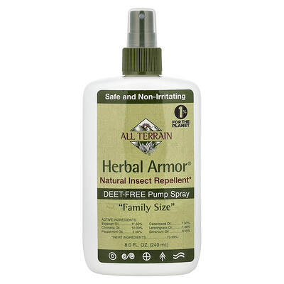 Product Image for All Terrain, Herbal Armor , Natural Insect Repellent, Deet-Free Pump Spray, 8 fl oz (240 ml)