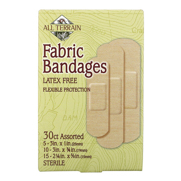 Bandages en tissu, Sans latex, Assortis, 30 unités