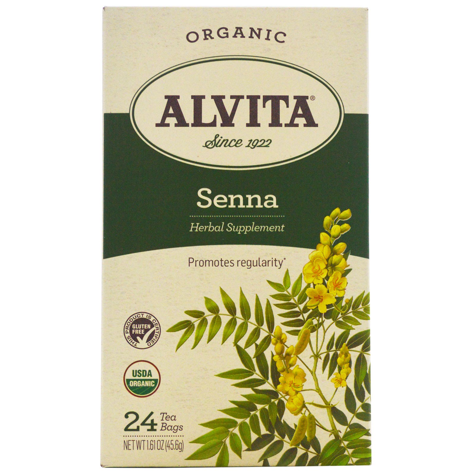 Alvita Teas, Organic, чай с сенной, без кофеина, 24 чайных пакетика по 1,61 унции (45,6 г) каждый