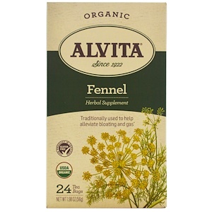 Купить Alvita Teas, Органический чай с фенхелем, без кофеина, 24 пакетика, 1,98 унции (56 г)  на IHerb