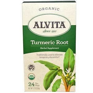 Купить Alvita Teas, Turmeric Root, Organic, Caffeine Free, 24 Tea Bags, 1.27 oz (36 g)  на IHerb
