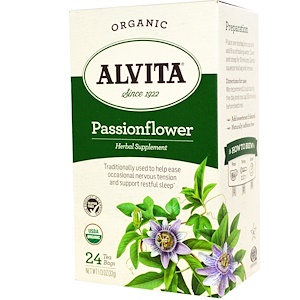 Alvita Teas, Органический чай со страстоцветом, без кофеина, 24 пакетиков, 1,13 унции (32 г)