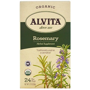 Alvita Teas, Organic, чай с розмарином, без кофеина, 24 чайных пакетика по 1,27 унции (36 г) каждый