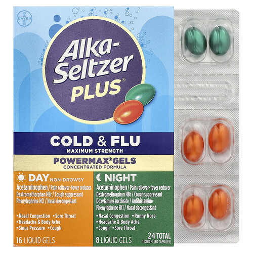 Alka-Seltzer COLD Cold & Flu + Congestion Severe Day/Night Fast Gels, 24 ct | CVS