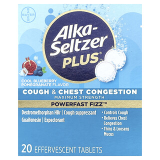 Alka-Seltzer Plus, Tuse și congestia toracică, afine și rodie, 20 de comprimate efervescente