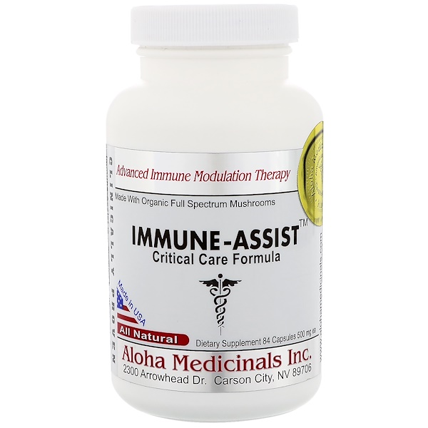 Aloha Medicinals Inc., Immune-Assist, формула для критического ухода, 500 мг, 84 капсул
