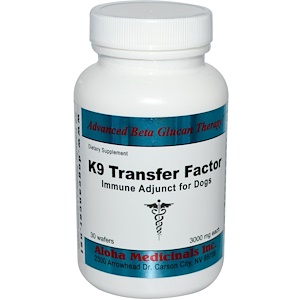 Aloha Medicinals Inc., K-9 Transfer Factor, добавка для улучшения иммунитета для собак, 3000 мг, 30 пластинок