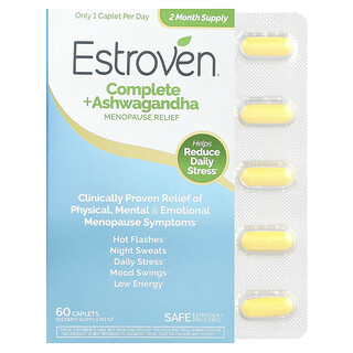 Estroven, Complete + Ashwagandha, Alivio de la menopausia, 60 comprimidos oblongos