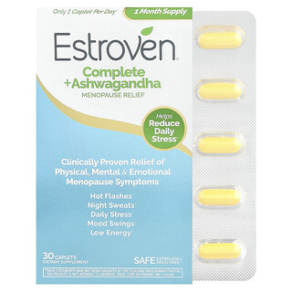 Estroven, Complete + Ashwagandha, Alivio de la menopausia, 30 comprimidos en comprimidos oblongos