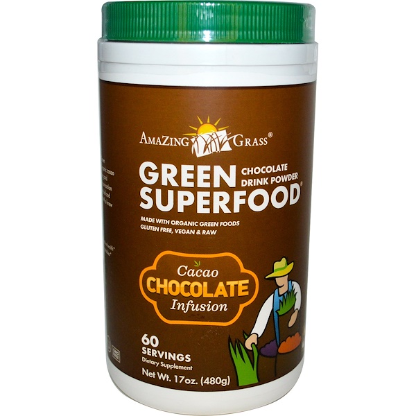 Amazing Grass, Green Superfood, Chocolate Drink Powder, Cacao Infusion